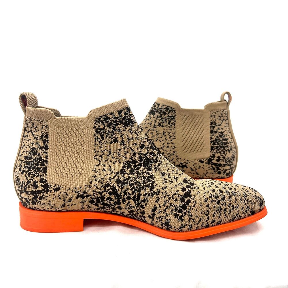 VIVAIA Knit Chelsea Ankle Boots Snakeskin Print Orange Sole EU 41.5 US 10 - Picture 3 of 10